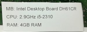Intel DH61CR - i5-2310 2.9GHz - 4GB Ram - Desktop Board / Motherboard with IO Shield - Image 3