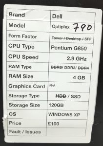 Dell OptiPlex 790 - SFF - Pentium G850 2.9GHz - 4GB Ram - 120GB SSD - Windows XP - Image 3