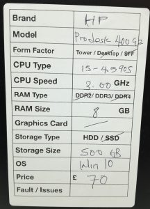 HP ProDesk 400 G2 - Tower - i5-4590S 3GHz  - 8GB RAM - 500GB HDD - Windows 10 - Image 3