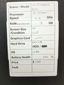 HP EliteBook 840 - i5-5300U 2.3GHz - 8GB - 14" - 500GB HDD - Windows 10 Pro - Image 3