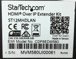 Startech.com ST12MHDLAN CDF6EDM580 HDMI Over IP Extender Kit - Image 3
