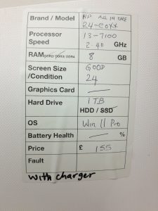 HP 24-e035na - i3-7100 2.4GHz - 8GB Ram - 24" - 1TB HDD - Windows 11 Pro - Image 3