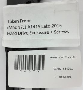 Apple A1419 iMac 17.1 Late 2015 Hard Drive Enclosure + Screws - Image 3