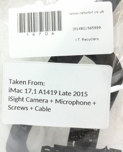 Apple A1419 iMac 17.1 Late 2015 iSight Camera + Microphone + Screws + Cable - Image 3