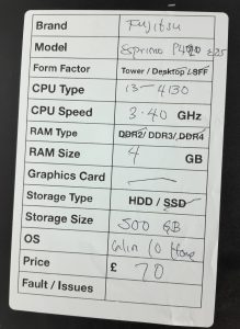 Fujitsu ESPRIMO P420 E85+ MI4W - Tower - i3-4130 3.4GHz - 4GB - 500GB HDD - Windows 10 Home - Image 3