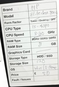 HP EliteDesk 800 G1 - SFF - i5-4590 3.30GHz  - 8GB RAM - 120GB SSD - Windows 10 Home - Image 3