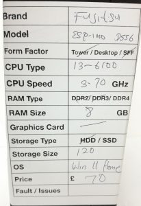 Fujitsu Esprimo D556/E85+ - Desktop - i3-6100 3.70GHz  - 8GB RAM - 120GB SSD - Windows 11 Home - Image 3