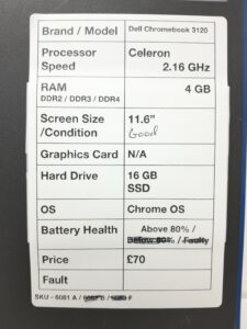 Cheap Chromebook Laptop - Dell Chromebook 3120 - Celeron 2.16GHz - 4GB Ram - 11.6" - 16GB SSD - Chrome OS - Image 3
