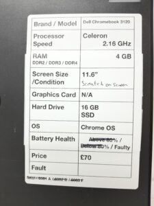 Cheap Chromebook Laptop - Dell Chromebook 3120 - Celeron 2.16GHz - 4GB Ram - 11.6" - 16GB SSD - Chrome OS - Image 3