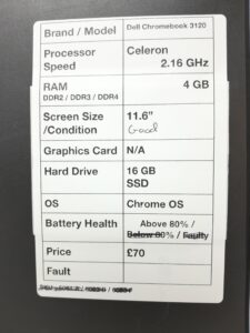 Cheap Chromebook Laptop - Dell Chromebook 3120 - Celeron 2.16GHz - 4GB Ram - 11.6" - 16GB SSD - Chrome OS - Image 3