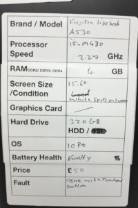 Fujitsu Windows Laptop LifeBook A530 - i5-M430 @ 2.27GHz - 4GB RAM - 15.6" - 320GB HDD - 10 Pro - Image 3