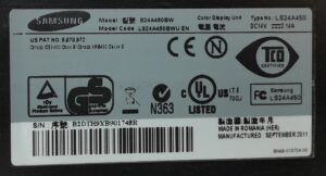 Samsung 24" Monitor DVI VGA Color Display Unit SyncMaster SA450 (S24A450BW) - Image 2