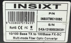 Insixt Media Converter 10/100BASE-TX To 100BASE-FX MultiMode Fibre Optic Converter INSIXTMC100SC - Image 3