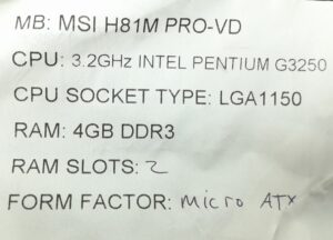 MSI Motherboard With I/O Shield H81M PRO-VD LGA1150 DDR3 MICRO ATX - Image 3