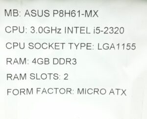 Asus Motherboard With I/O Shield P8H61-MX LGA1155 DDR3 MICRO ATX - Image 3