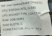 Intel Motherboard With I/O Shield DH55TC LGA1156 DDR3 MICRO ATX - Image 3