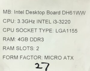 Intel Motherboard With I/O Shield DH61WW LGA1155 DDR3 MICRO ATX - Image 3