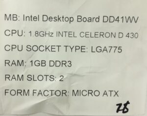 Intel Motherboard With I/O Shield DD41WV LGA775 DDR3 MICRO ATX - Image 3