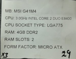 MSI Motherboard With I/O Shield G41M4 LGA775 DDR3 MICRO ATX - Image 3