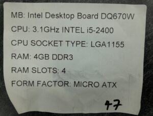 Intel Motherboard i5-2400 With I/O Shield DQ670W LGA1155 DDR3 MICRO ATX - Image 3