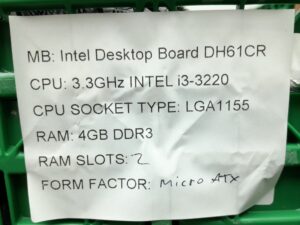 Intel Motherboard With I/O Shield DH61CR LGA1155 DDR3 MICRO ATX - Image 3