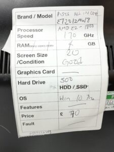 Asus All In One PC ET2012AW8 - AMD E2-1800 @ 1.70GHz - 4GB Ram - 20" - 500GB HDD - Windows 10 Pro - Image 3