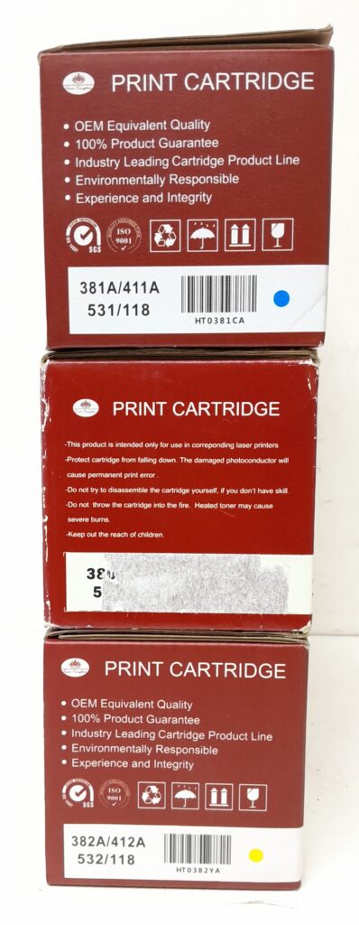 Toner Kingdom Toner Cartridge HT0382YA, HT0382CA, HT0382KA - Joblot Yellow Black & x2 Cyan - Image 6