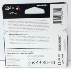 HP Tri-Colour Ink Cartridge N9K07AE - 304XL - Expiry: Feb 2024 - Image 5