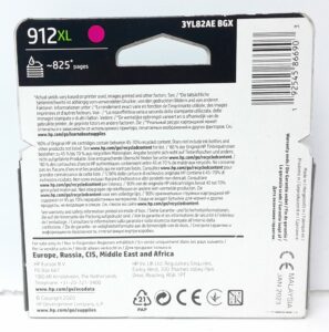 HP Magenta Ink Cartridge 3YL82AE - 912XL - Expiry: Jan 2023 - Image 5