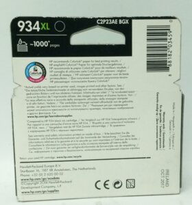 HP Black Ink Cartridge C2P23AE BGX - 934XL - Expiry: Oct 2017 - Image 4