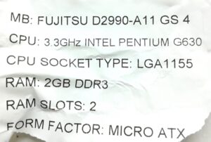 Fujitsu Motherboard Intel Pentium G630 With I/O Shield D2990-A11 GS 4 LGA1155 DDR3 MICRO ATX - Image 3