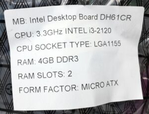 Intel Motherboard Intel i3-2120 With I/O Shield DH61CR LGA1155 DDR3 MICRO ATX - Image 3