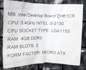 Intel Motherboard Intel i3-2130 With I/O Shield DH61CR LGA1155 DDR3 MICRO ATX - Image 3