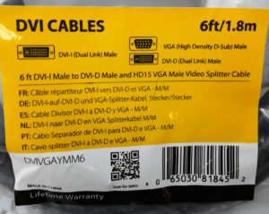Startech .com DVI Cables DVIVGAYMM6 - Job Lot x8 - Image 3