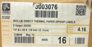 Zebra Direct Thermal Zipship Labels Paper Z-Select 2000D - 12 Rolls - Image 3