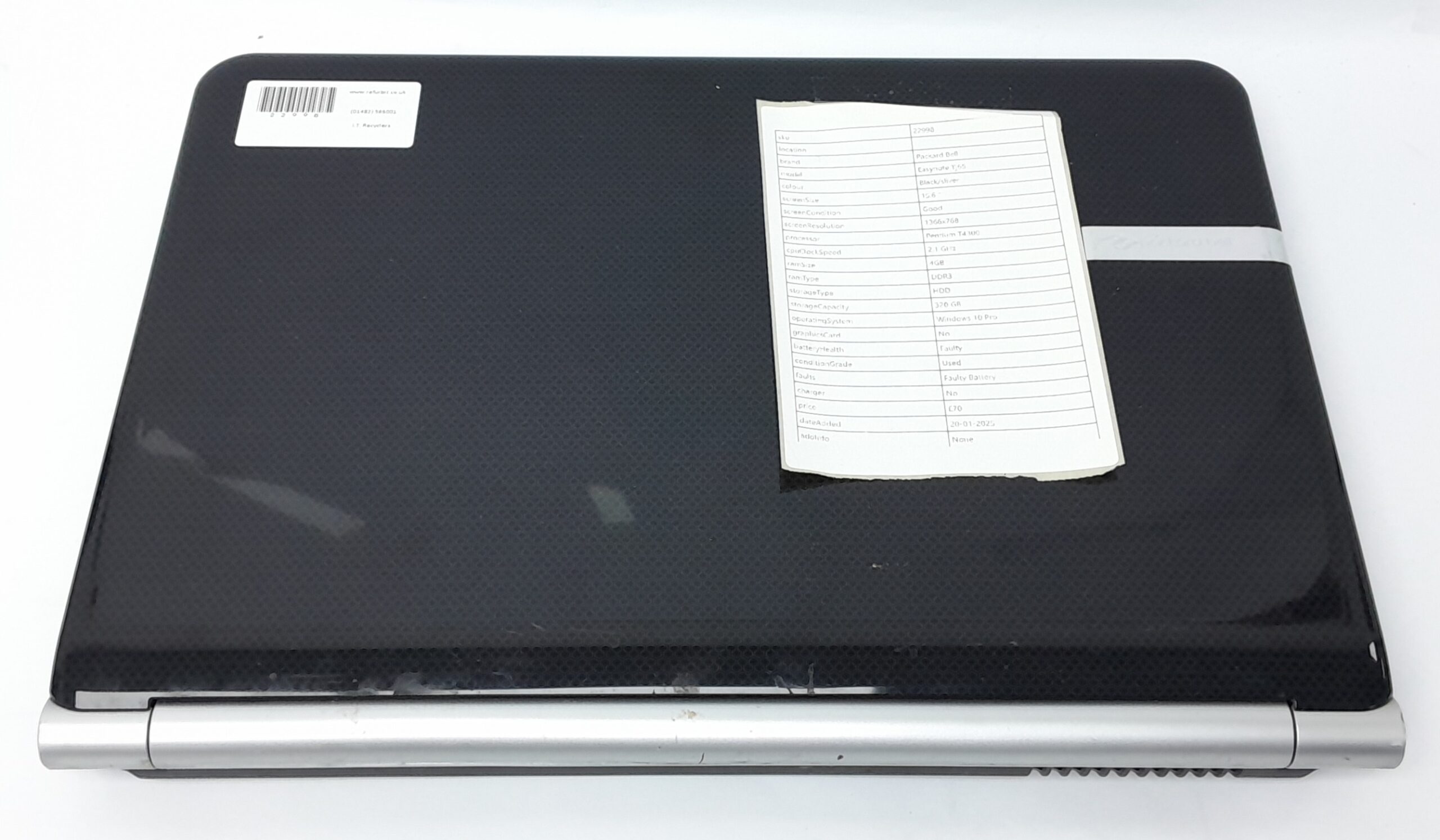 Packard Bell Windows Laptop PC Easynote Tj65 – Pentium T4300 @ 2.1