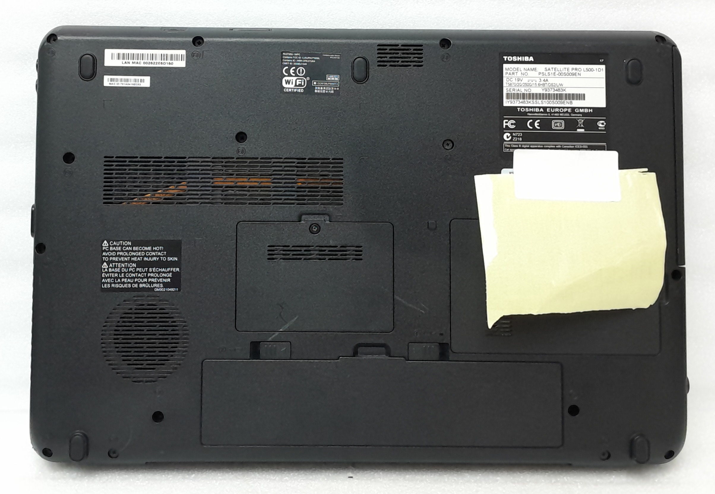 Toshiba Windows Laptop PC Satellite Pro L500-1d1 – Core 2 Duo