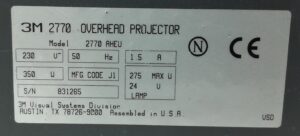 3M Overhead Projector 2770 AHEV - Image 3