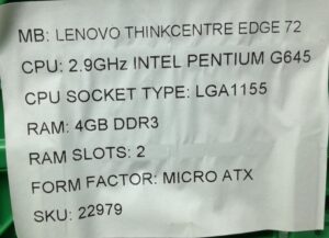Lenovo Motherboard Intel Pentium G645 With I/O Shield Thinkcentre Edge 72 LGA1155 DDR3 MICRO ATX - Image 3