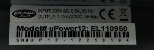 Benchmark Adjustable AC/DC 1-12V Power Supply Unit uPower12 EL110950 - Image 3