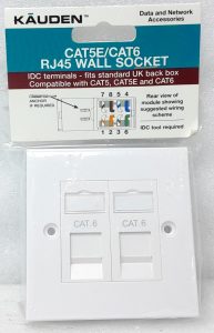 Kauden CAT5e/CAT6 RJ45 Wall Socket SX7062M/PG - Joblot x3 - Image 2