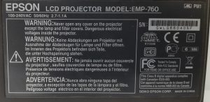 Epson VGA Projector with 309 Lamp Hours Used EMP-760 - Image 3
